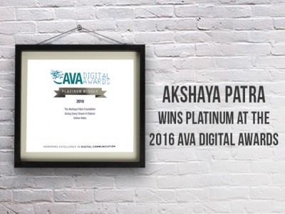 Akshaya Patra wins Platinum at the 2016 AVA Digital Awards